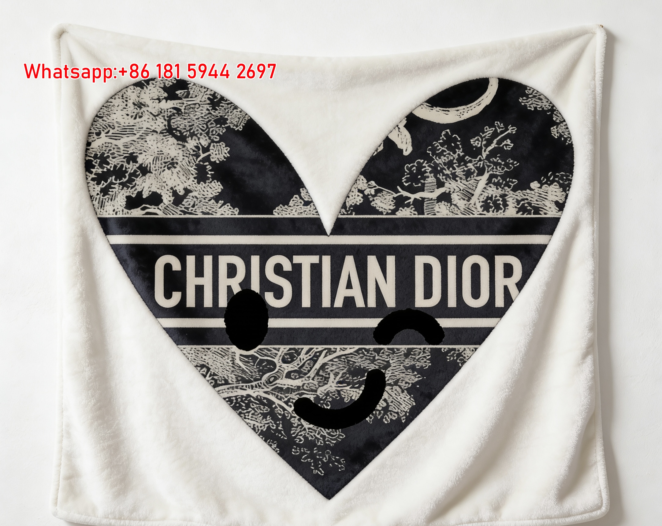 Christian Dior Heart Flannel Sofa Throw Blanket D477